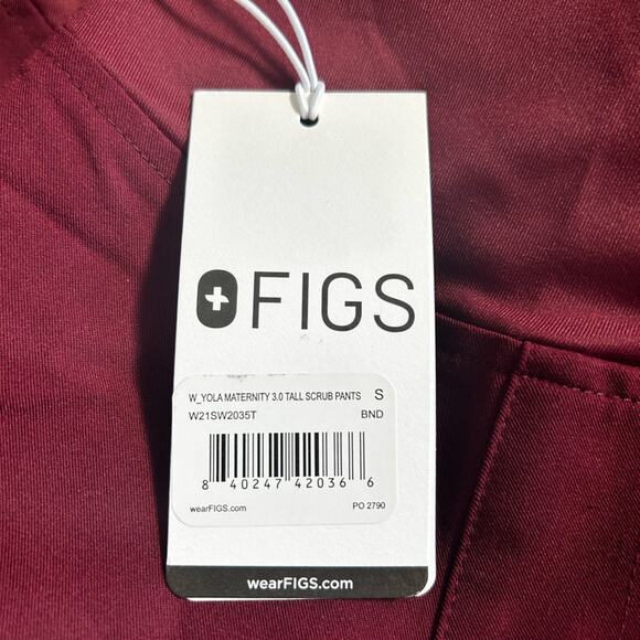 Figs Maternity Yola Slim Scrub Pants in Burgundy Size Small Tall NWT - Picture 4 of 5